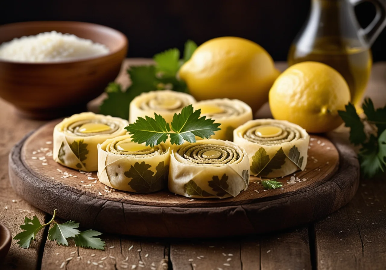 Grape leaf rolls with rice and raisin filling Bulgarian style