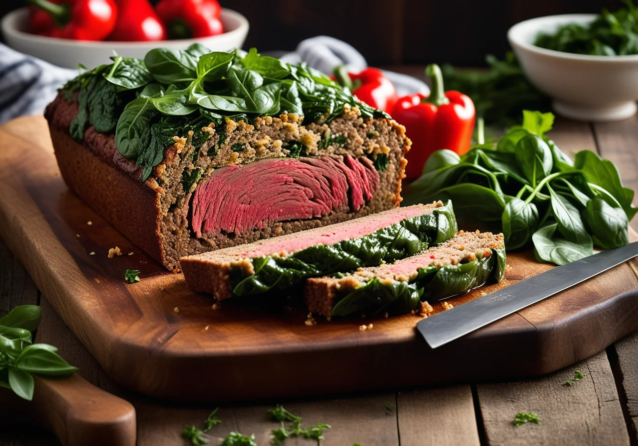 Spinach-Paprika Stuffed Meatloaf