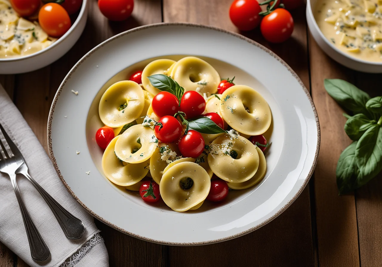 Tortellini with Vegetables and Gorgonzola Sauce