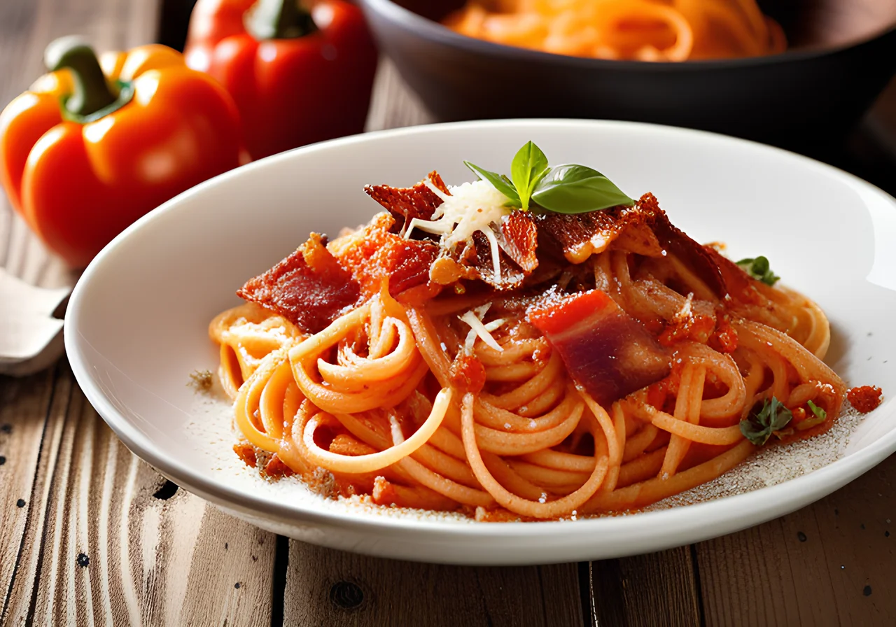 Spaghetti with Peppers and Garlic