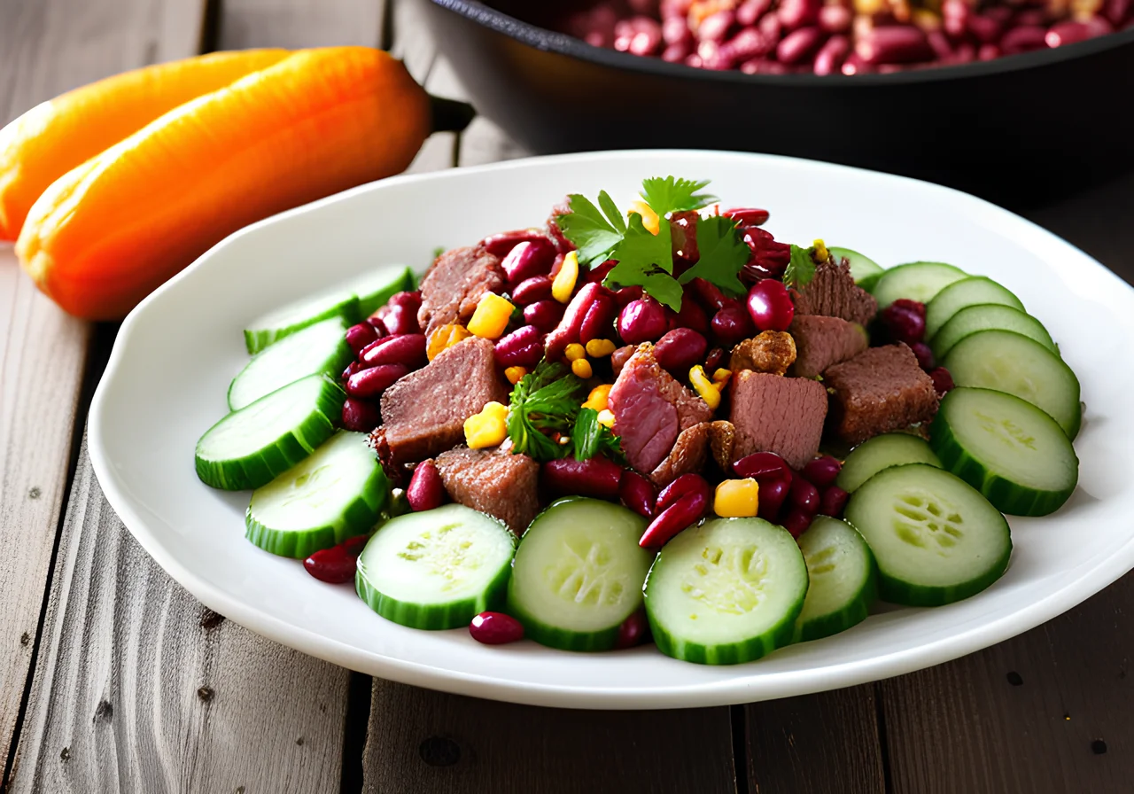 Cucumber-Patty Skillet with Red Beans