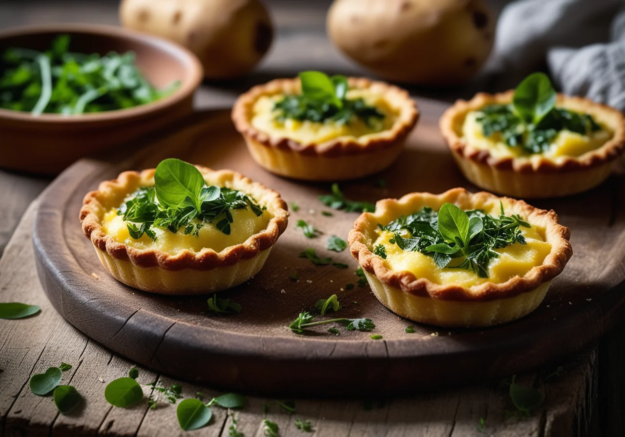 Potato Tarts with Sorrel and Crab