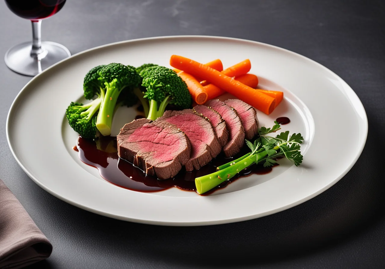 Beef Fillet with Broccoli and Carrots