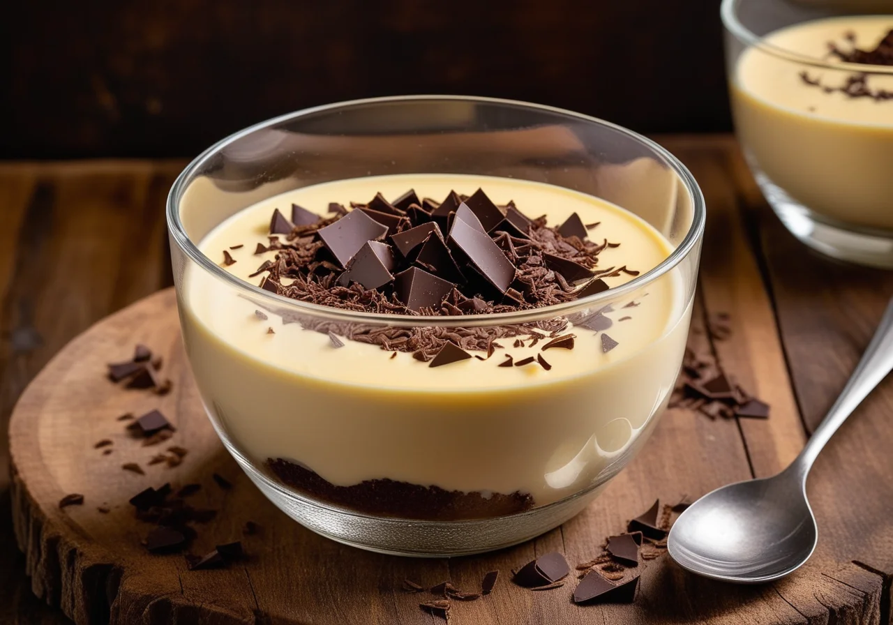 Vanilla Pudding with Chocolate Shavings