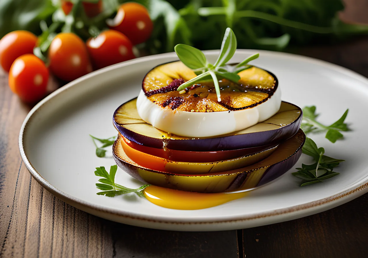 Eggplant Sandwich with Tomato and Mozzarella