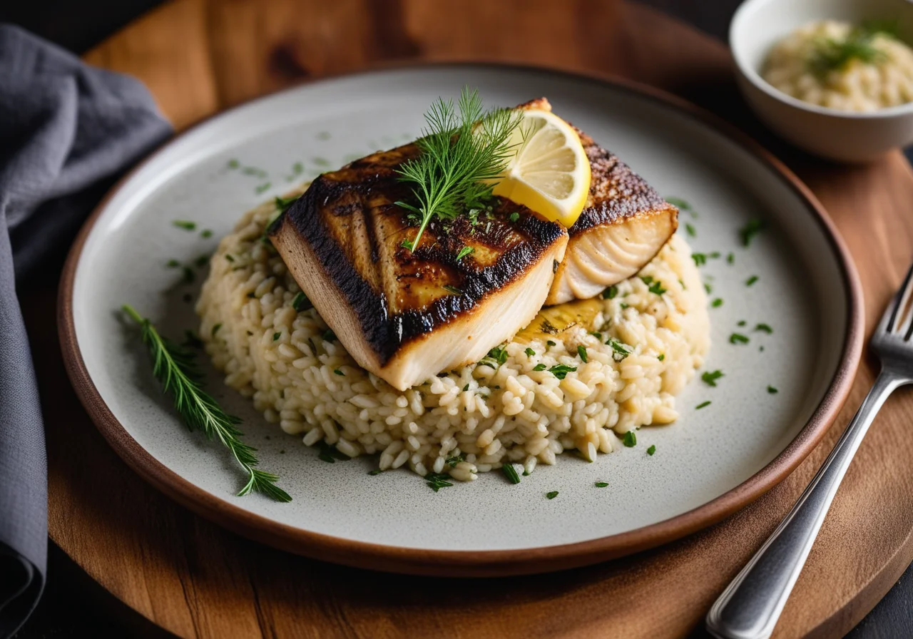 Barley with Sea Bass