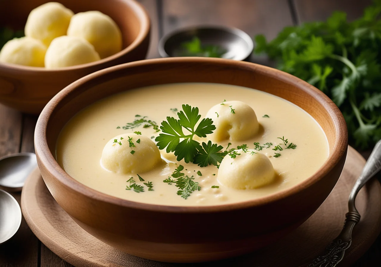 Potato Cream Soup with Dumplings