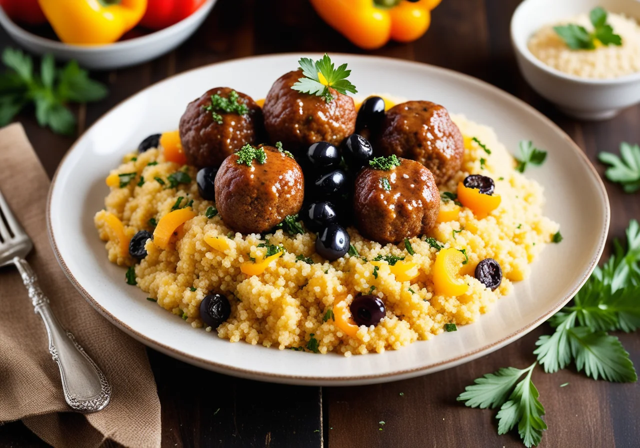 Meatballs with Couscous and Bell Pepper