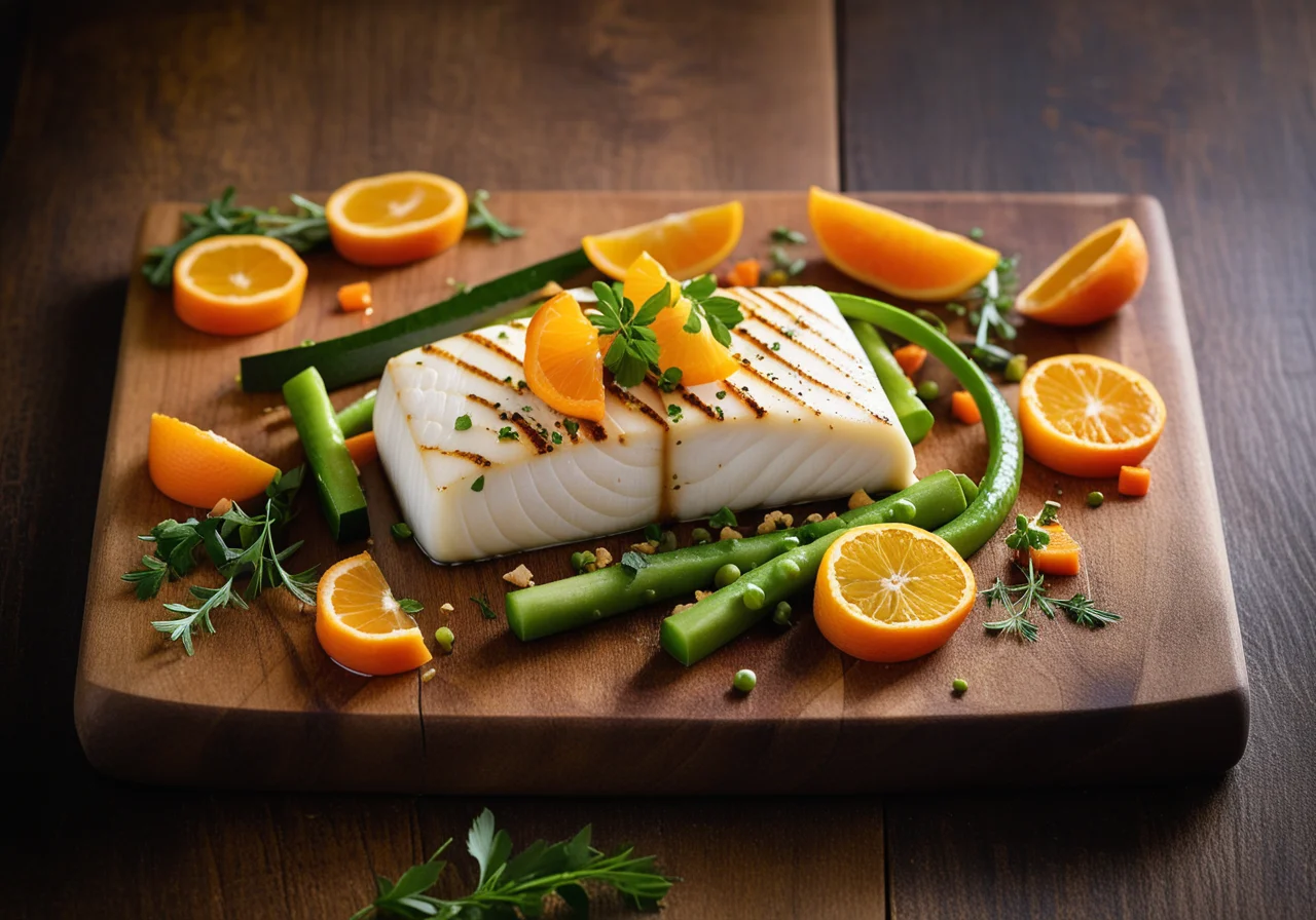 Halibut Fillets with Orange and Vegetables
