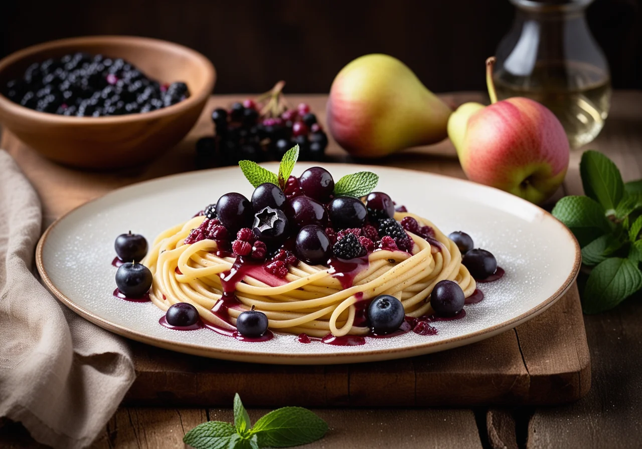 Pasta with Elderberry-Pear Compote