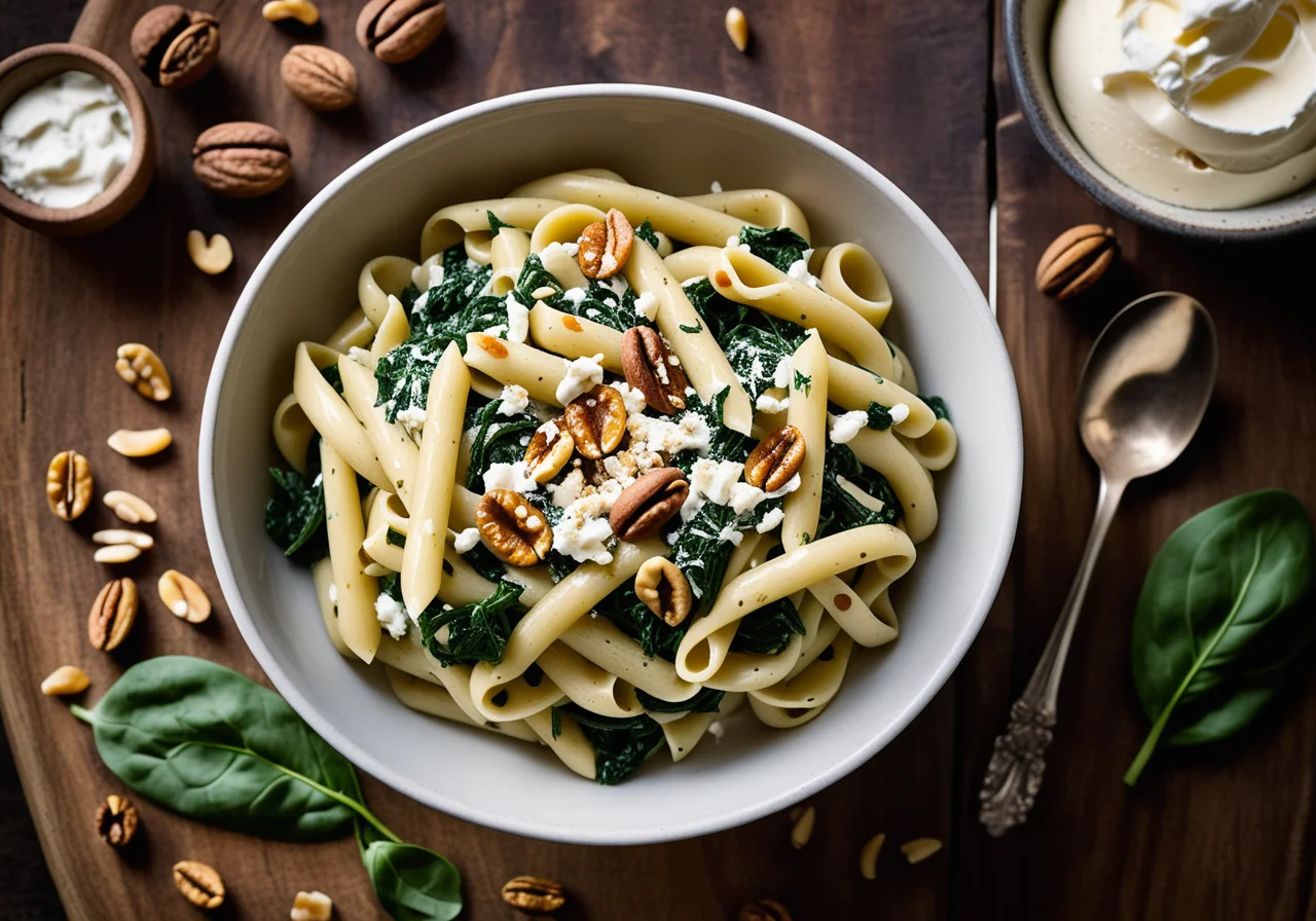 Creamy Spinach Pasta with Raisins