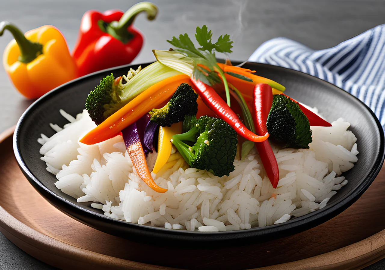 Vegetable Stir‑Fry with Sesame and Rice