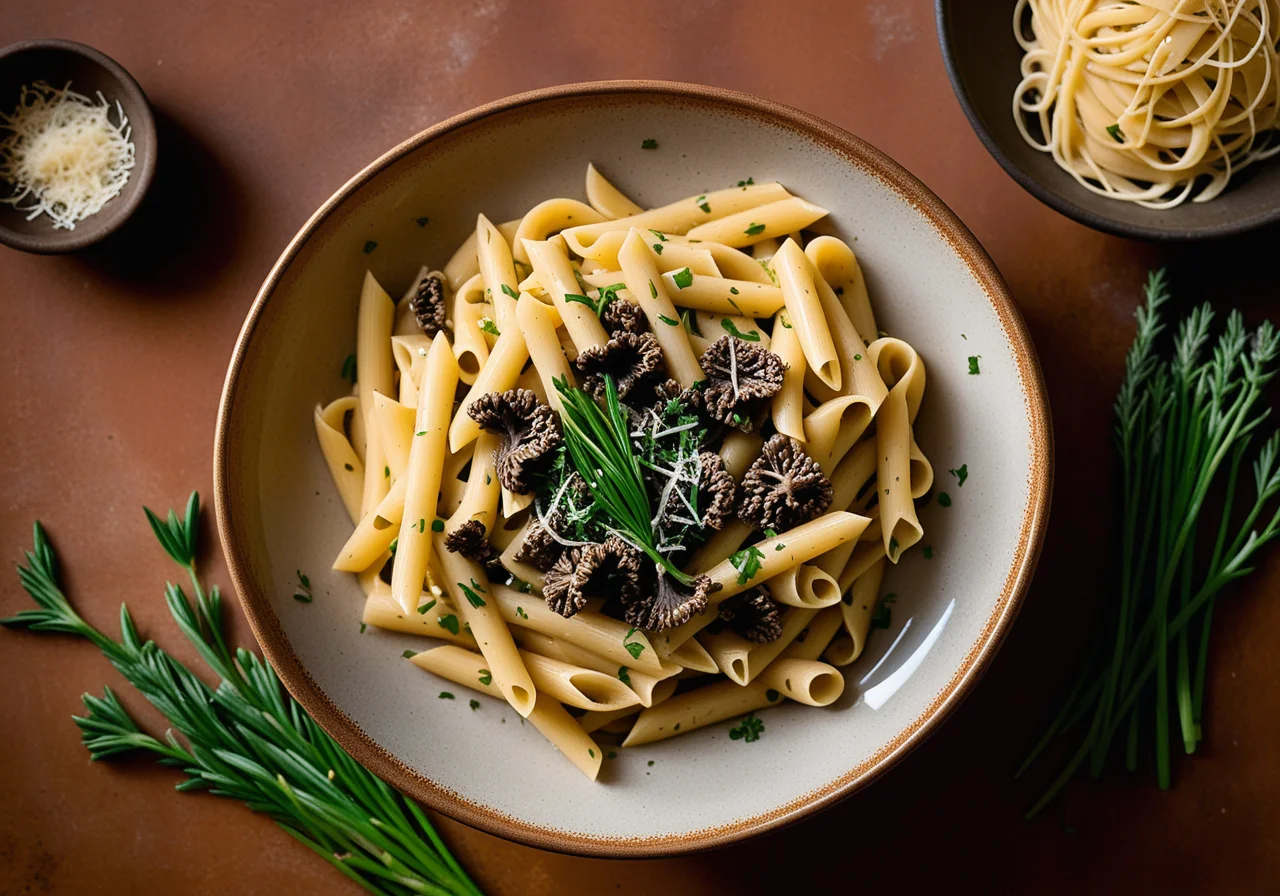 Nudeln mit Bohnen und Pilzen