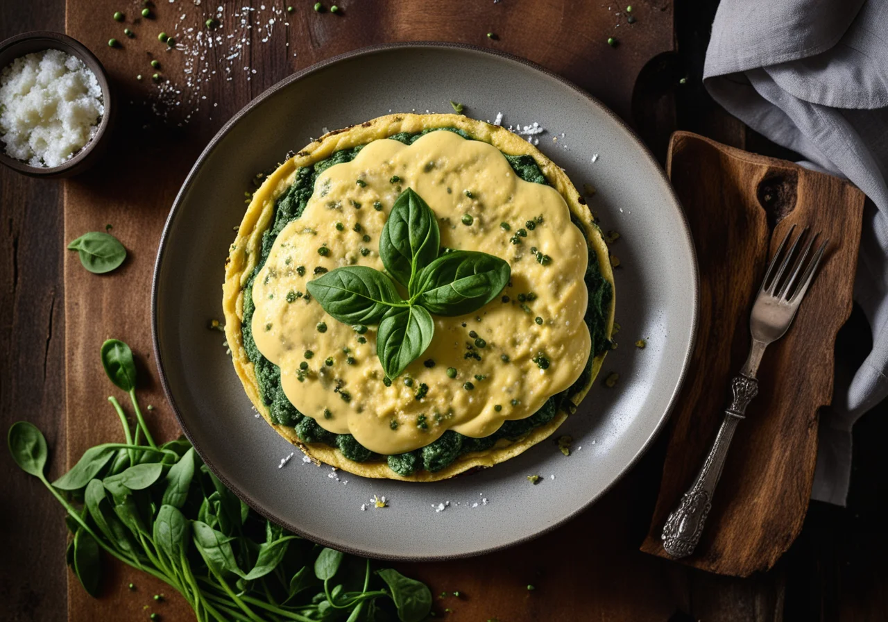 Pea, Truffle and Spinach Omelette