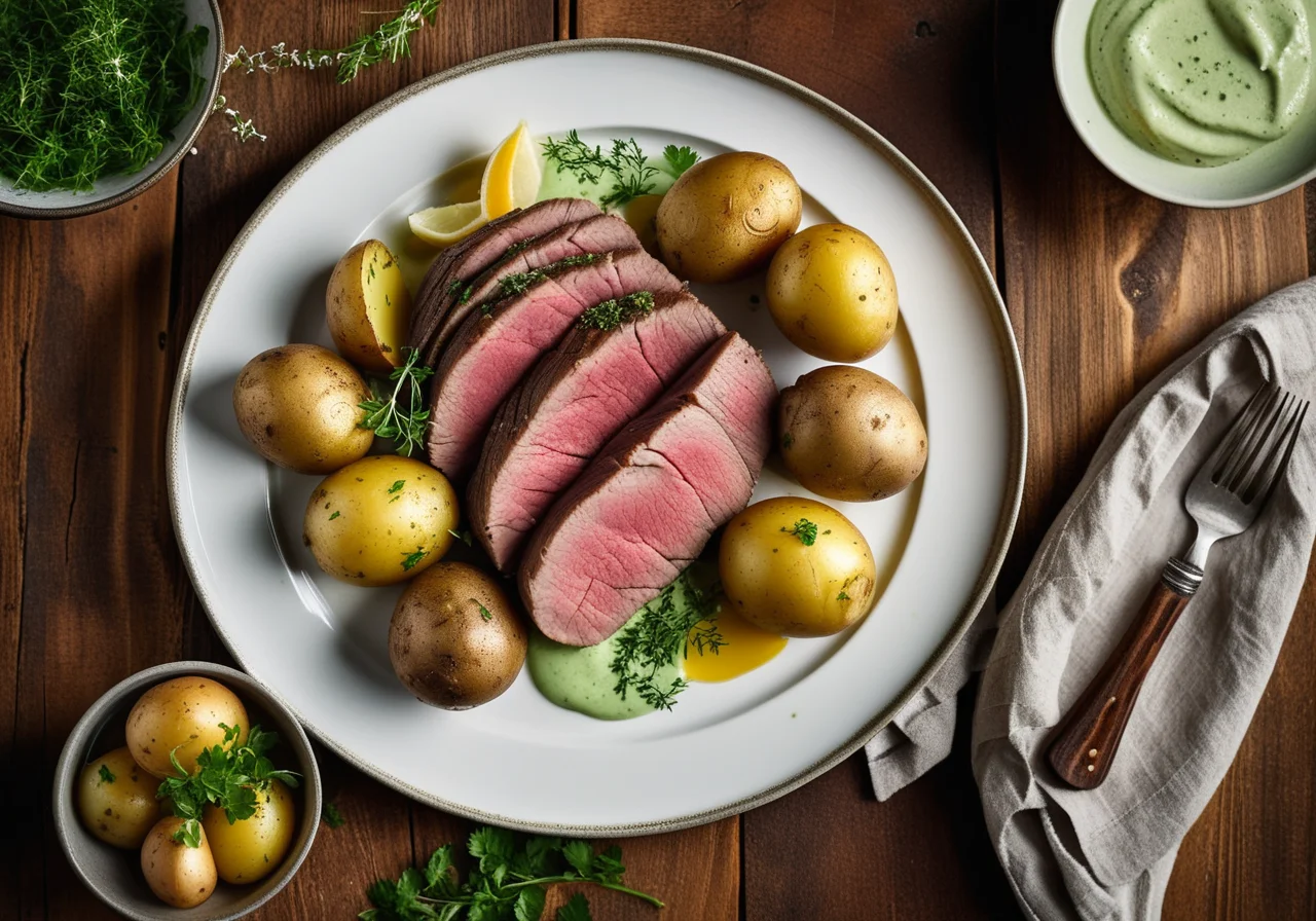 Poached Beef with Green Sauce