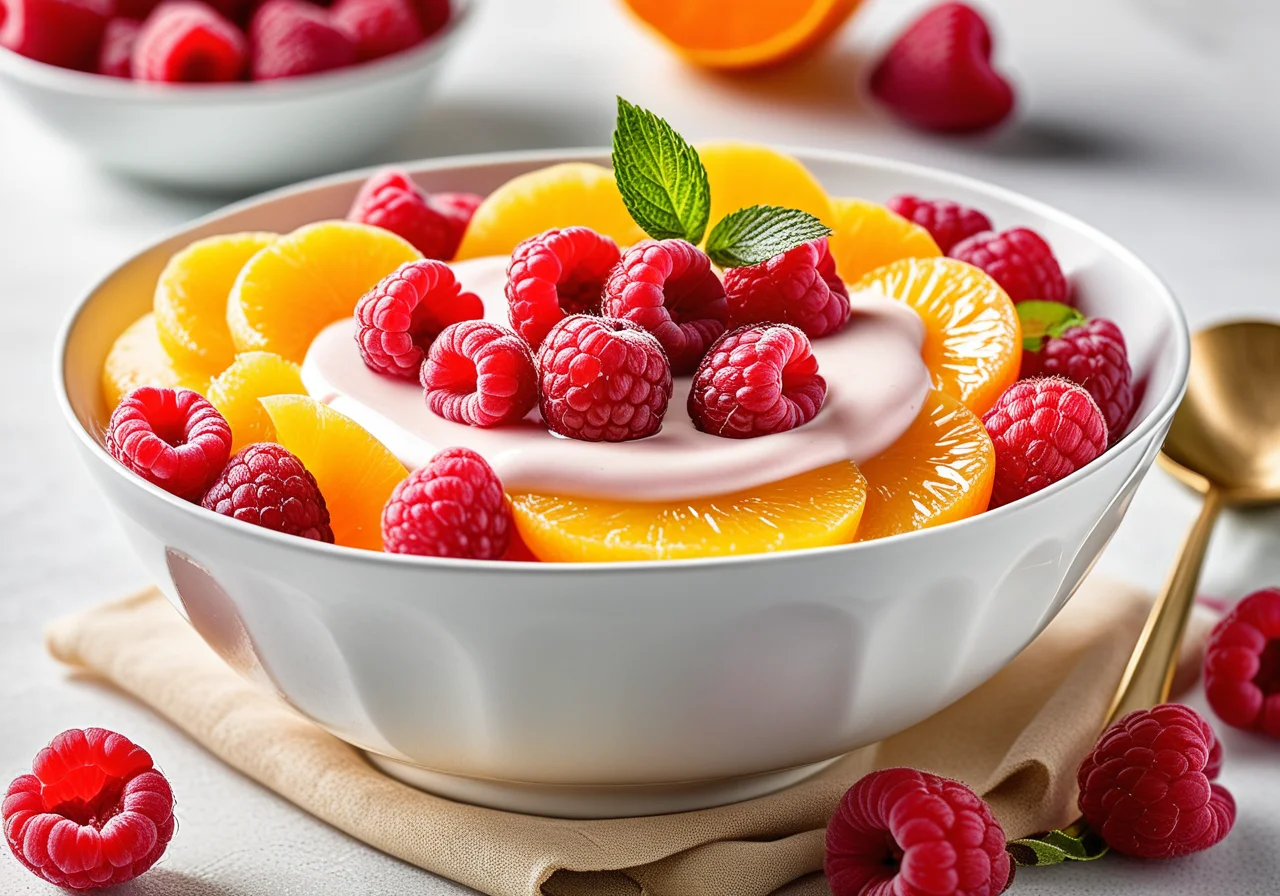 Fresh Fruit Salad with Raspberry Yogurt