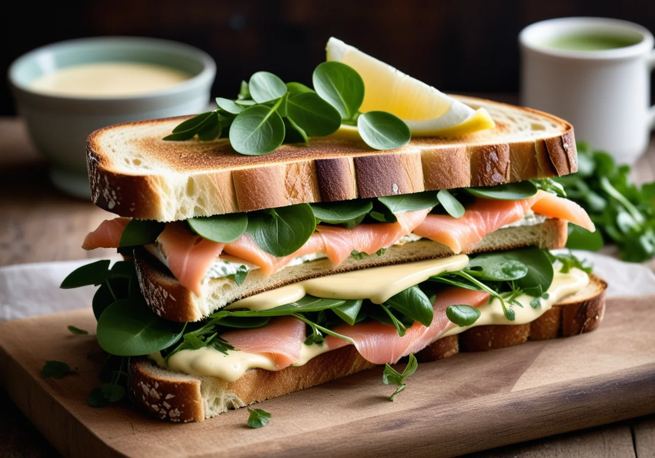 Toast Sandwich with Salmon and Watercress