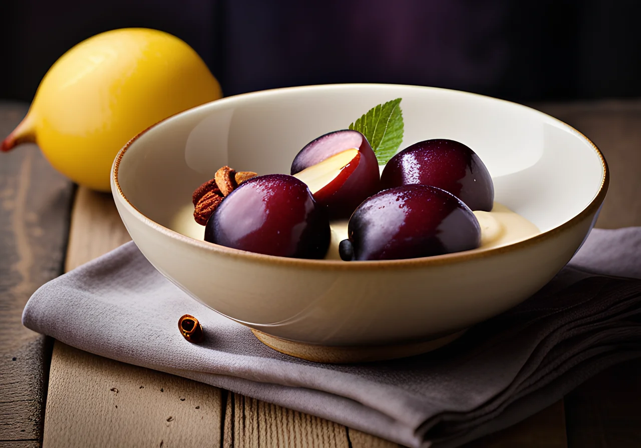 Plums with Cinnamon Thick Milk