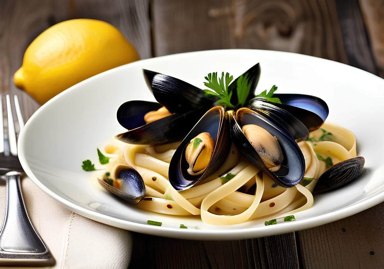 Pasta with Mussels and White Wine Sauce