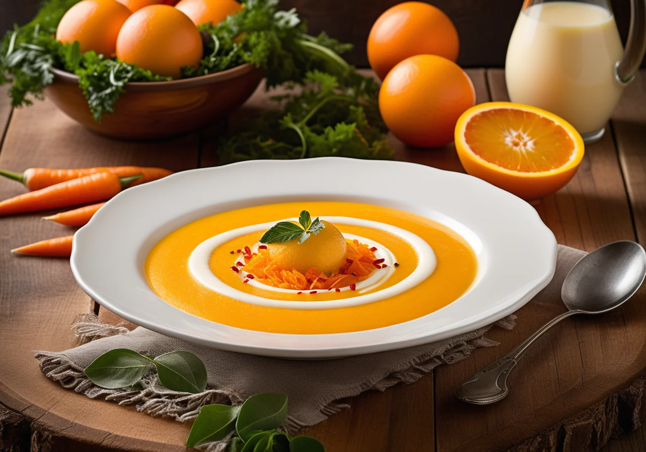 Sweet Carrot Soup with Mango Sorbet