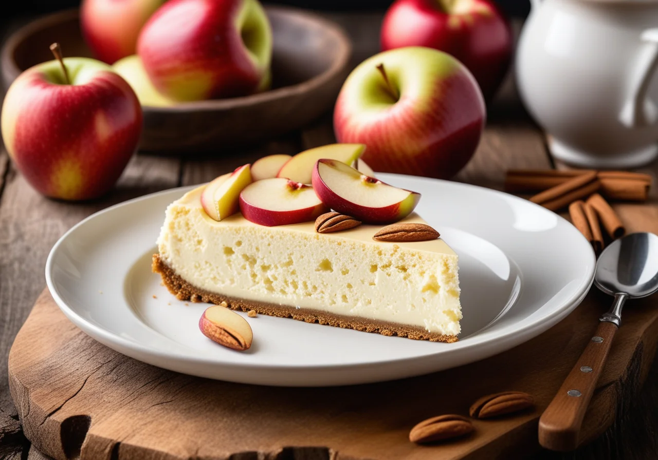 Almond Cheesecake with Apple Topping