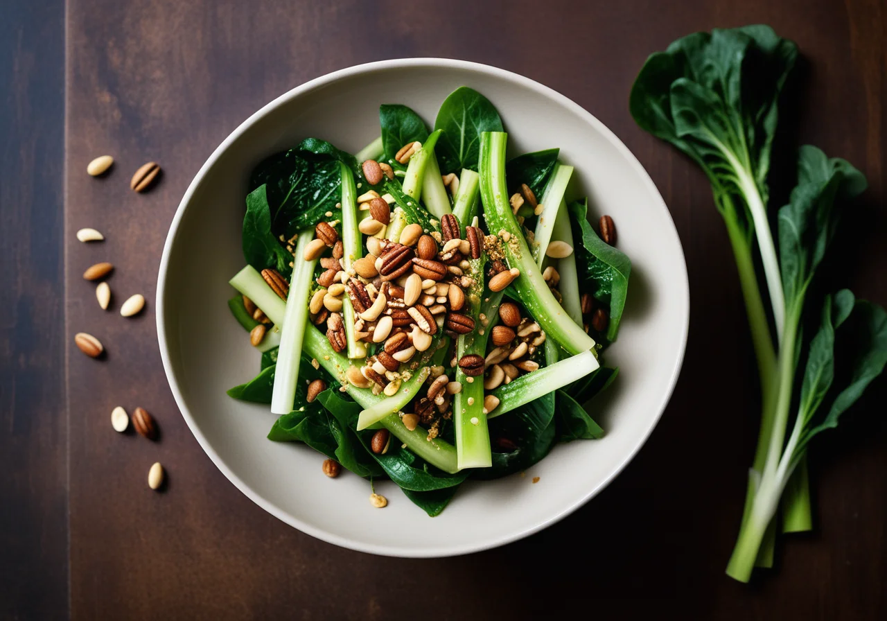 Pak Choi with Pine Nuts
