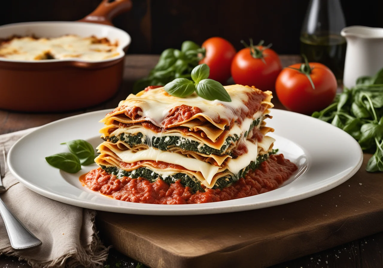 Lasagna with Ground Beef and Spinach