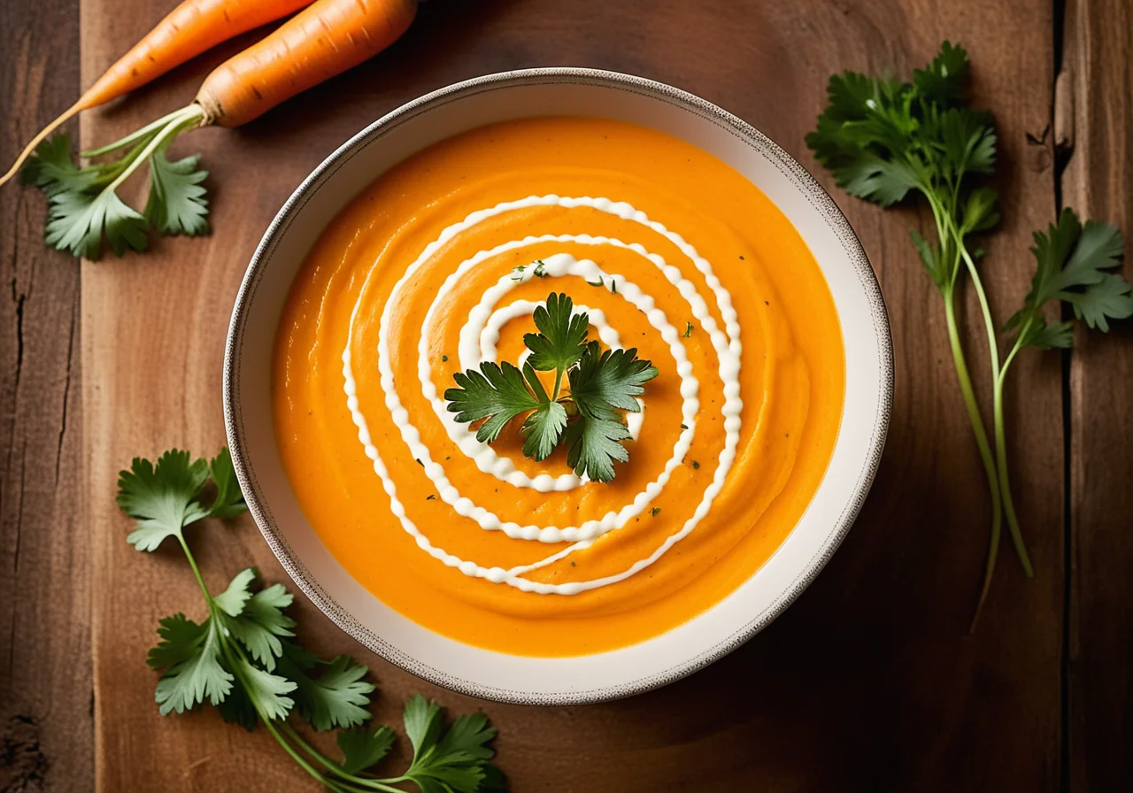 Carrot Soup with Crème Fraîche
