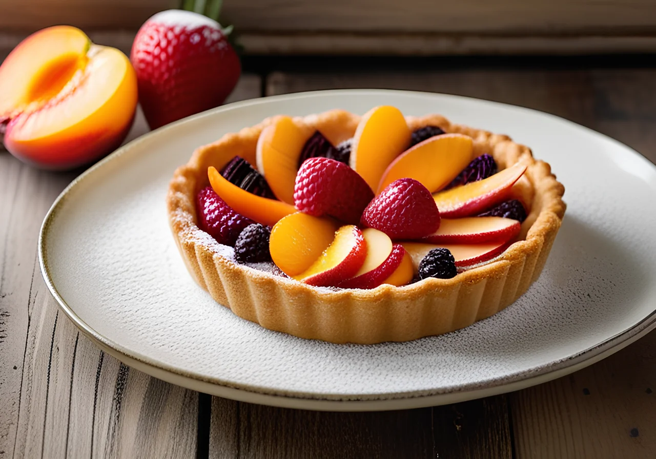 Fruit Tart with Peaches, Apricots and Strawberries