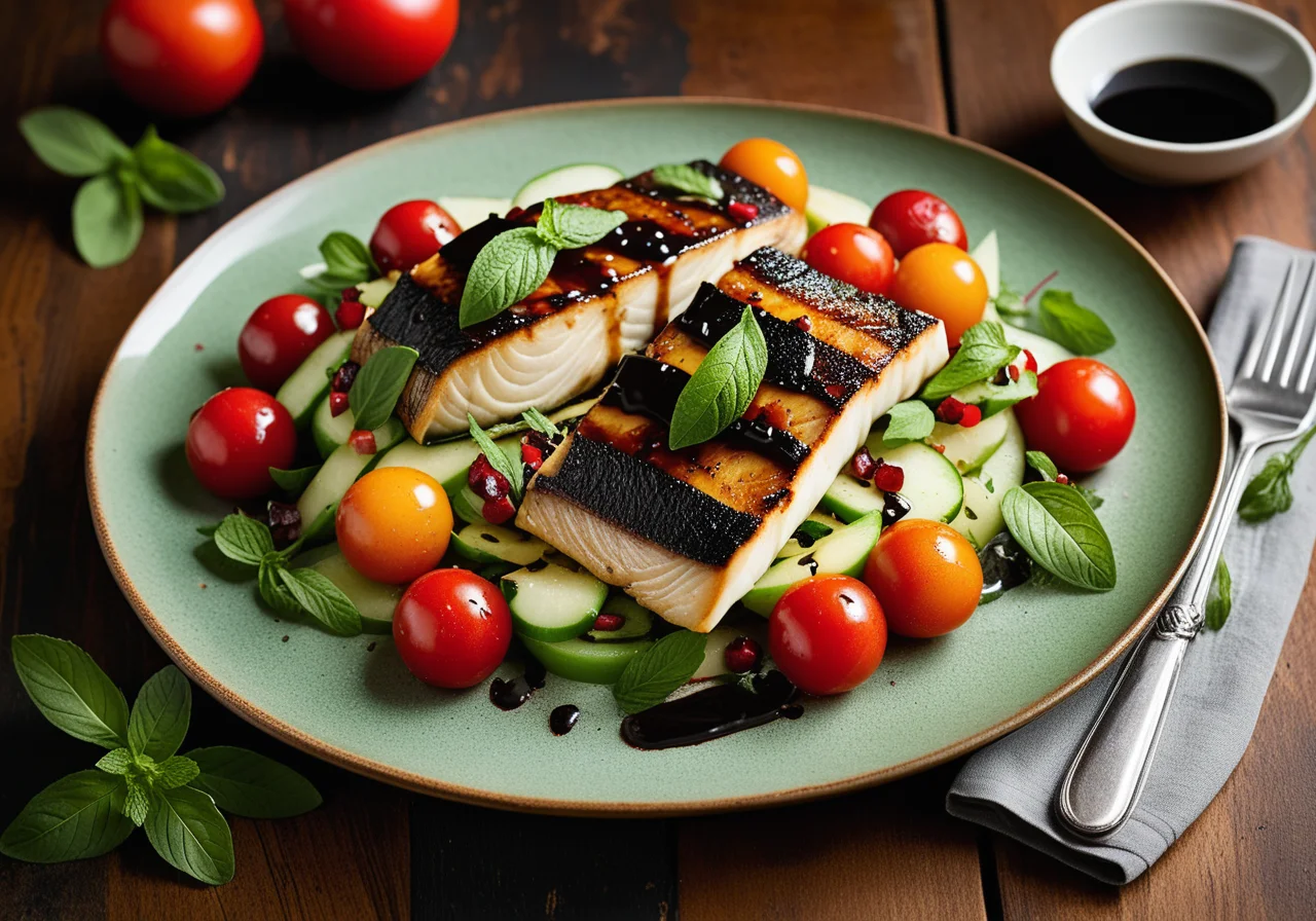 Sea Bass on Mint Tomato Salad