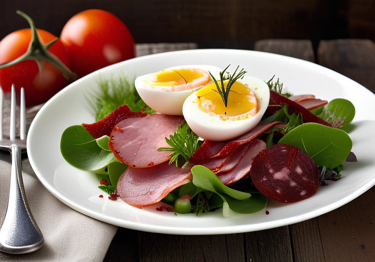 Mixed Salad with Egg and Yogurt Dressing