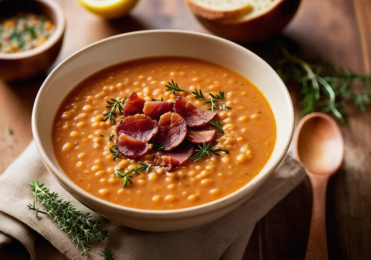Red Lentil Soup with Bacon