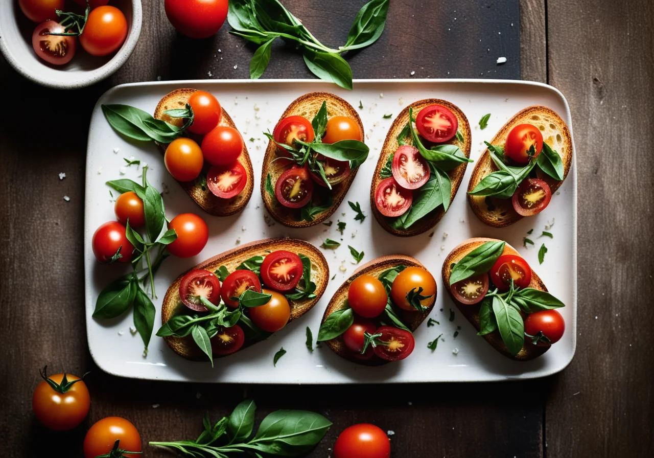 Bruschetta with Tomatoes and Arugula