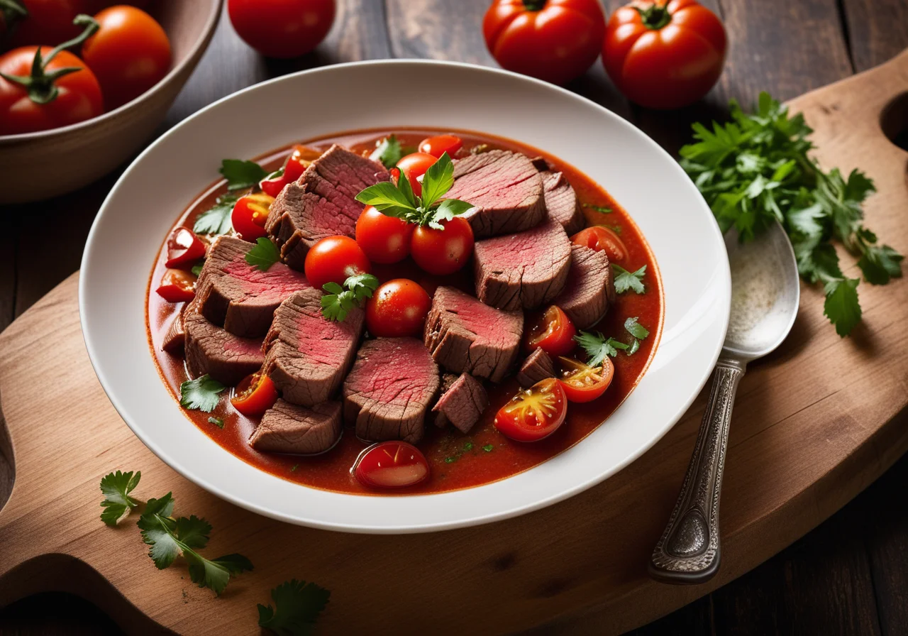 Tomato Ragout with Beef Fillet