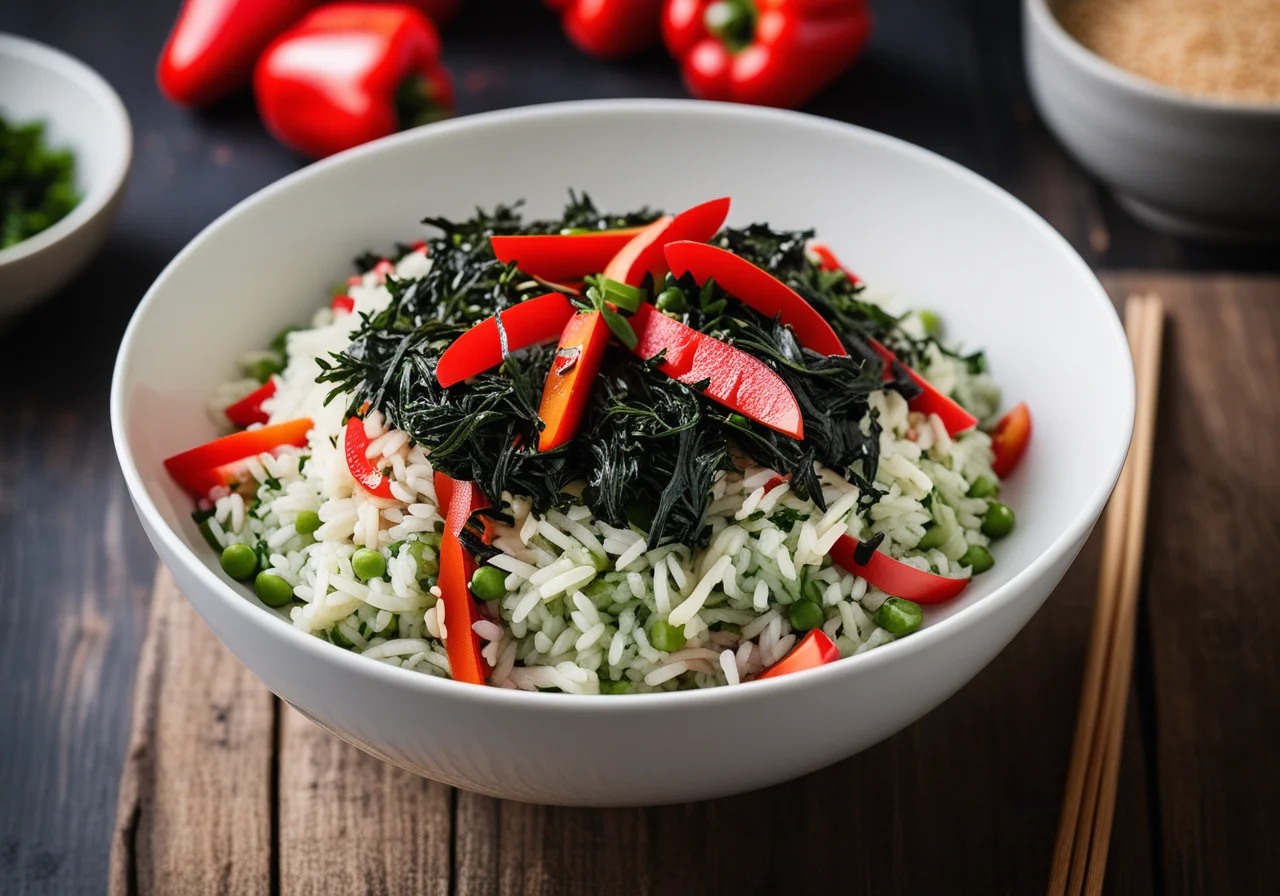 Vegetable Rice Salad with Seaweed