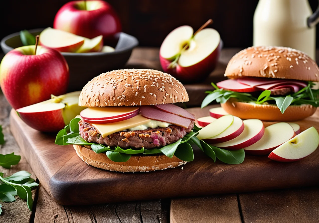 Apple-Ham Burger with Cheese