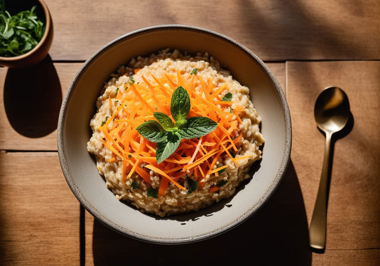 Oatmeal with Carrot Salad and Mint