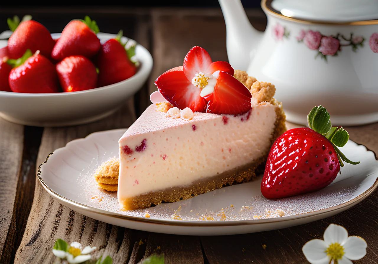 Cheesecake with Strawberries and Cookie Crust