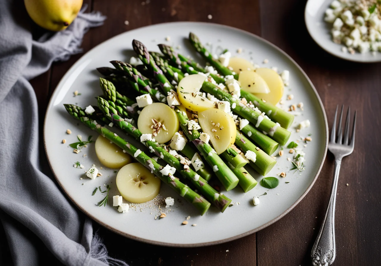 Green Asparagus Salad with Pears and Feta