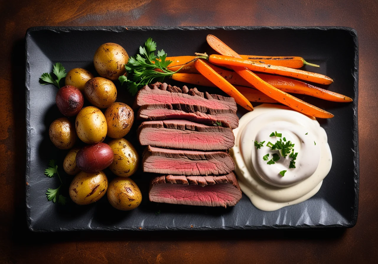 Tellerfleisch mit sauren Kartoffeln und Gemüse