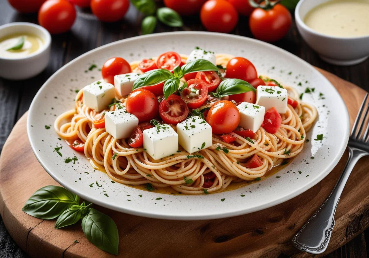 Pasta with Mozzarella Tomato Sauce