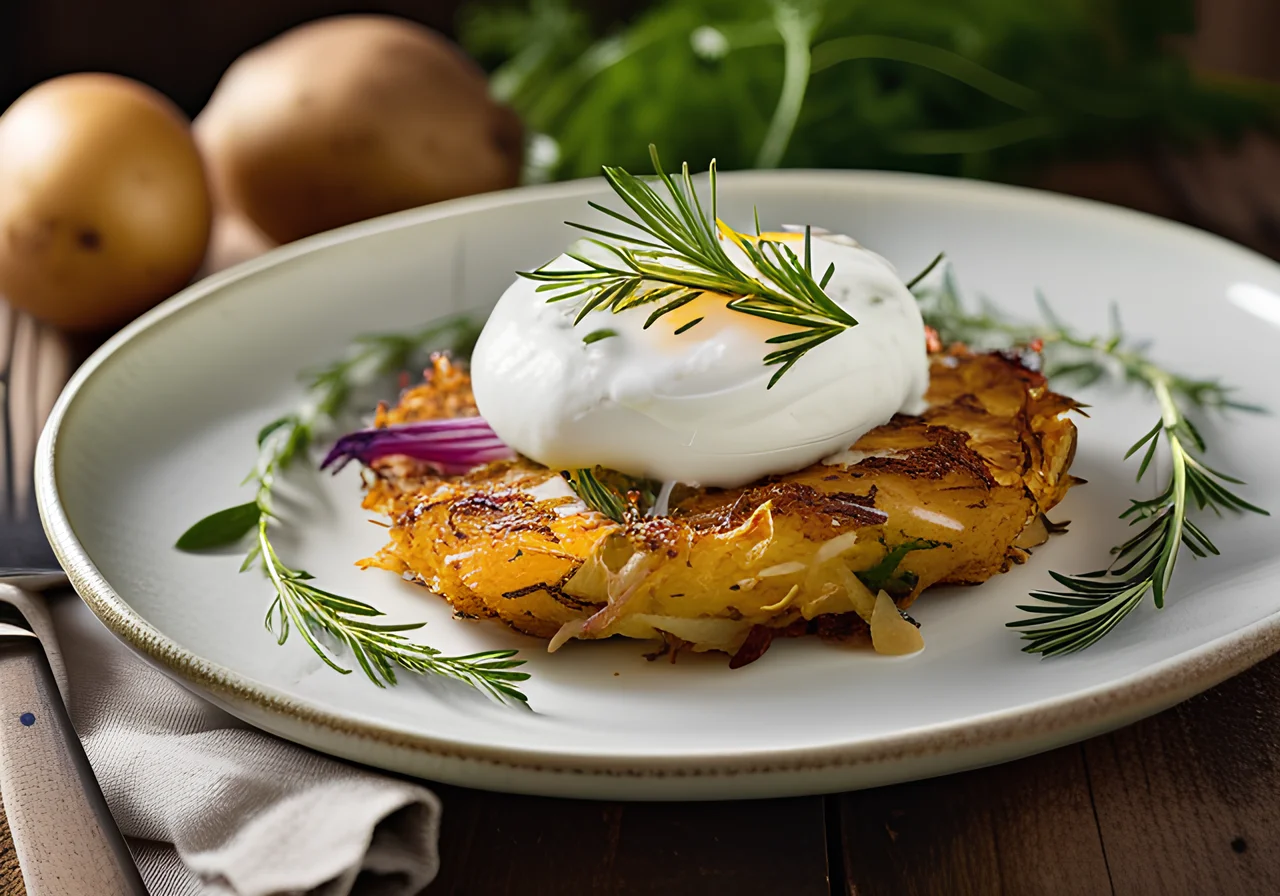 Potato and Vegetable Rösti with Yogurt