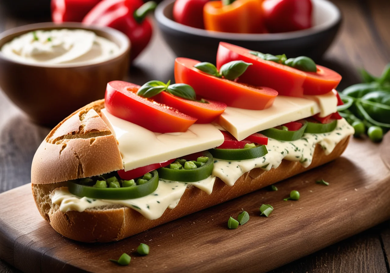 Whole Grain Roll with Crumbly Cream Cheese and Pepper