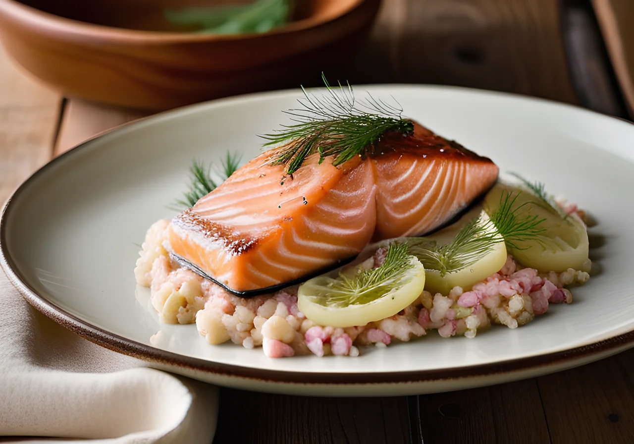 Marinated Salmon on Fennel Vegetables