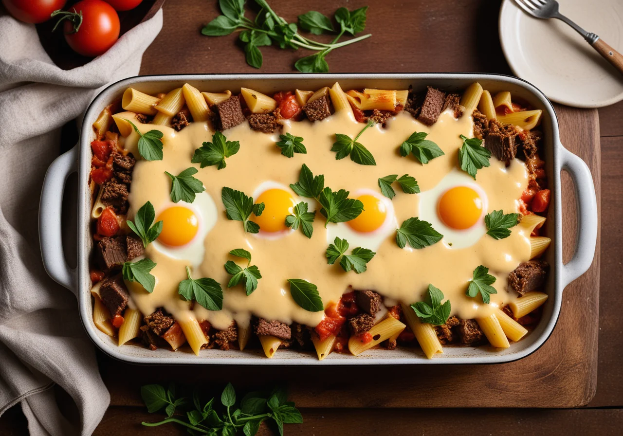 Nudel-Hackfleischauflauf