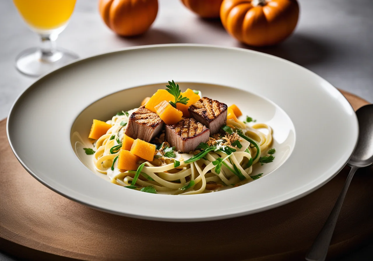 Kingklip with Band Noodles and Foamy Coconut Lemongrass Soup