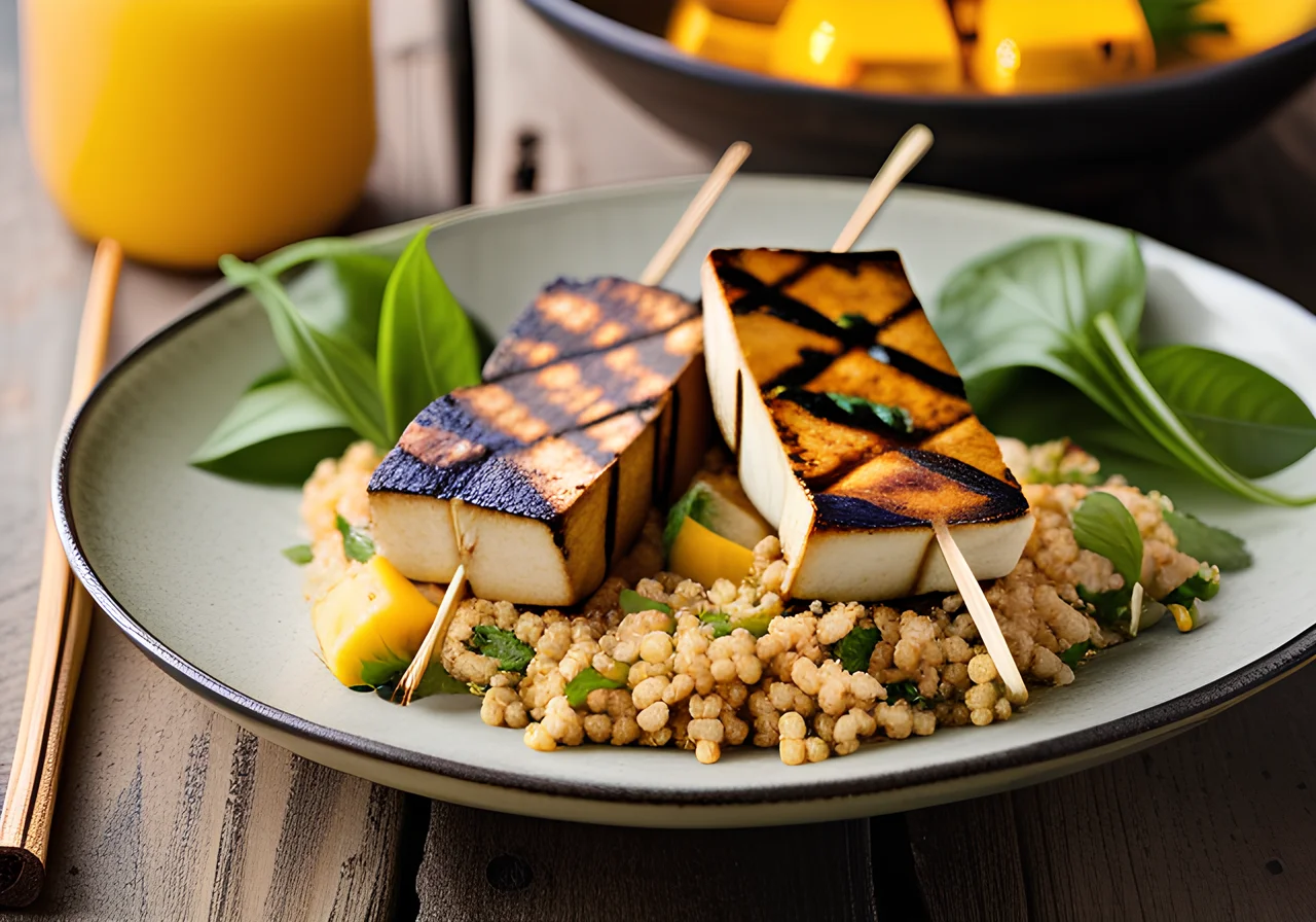 Grilled Tofu and Mango Skewers