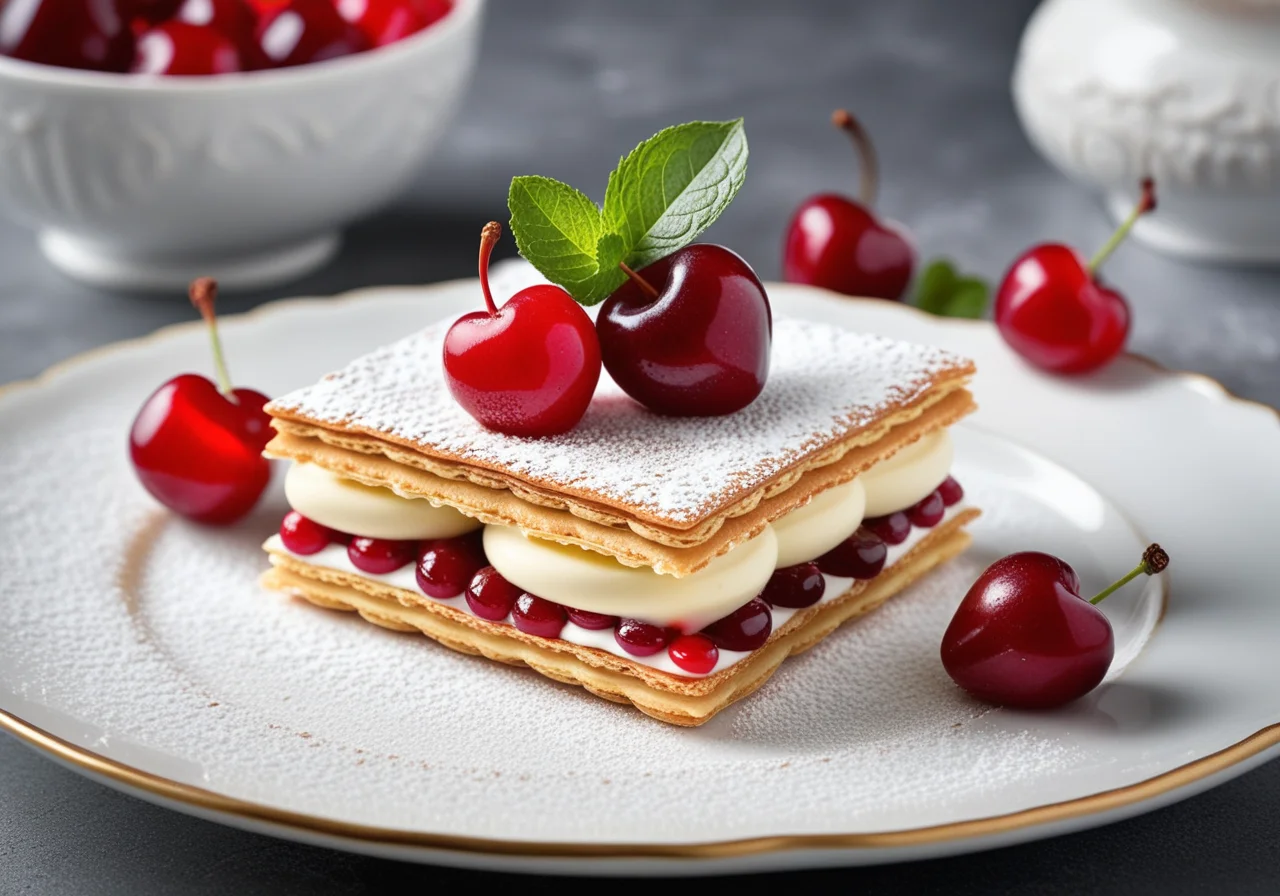 Mille-feuille with Cherries and Buttermilk Cream
