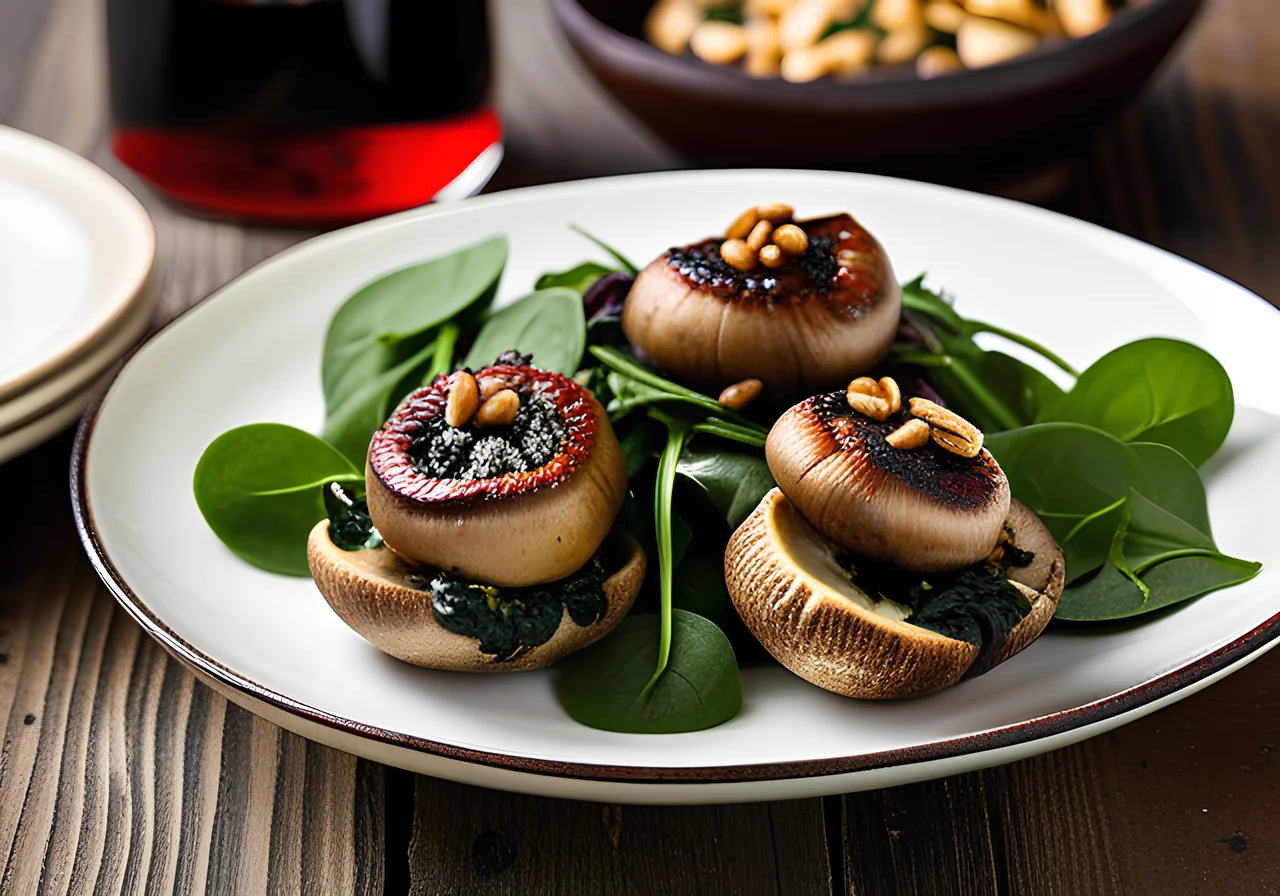 Spinach‑Stuffed Mushrooms