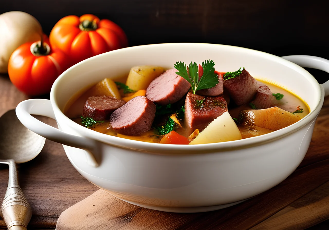 Root Vegetable Stew with White Cabbage and Sausage